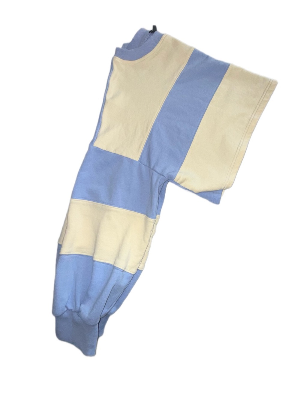VICI Colorblock Cropped Sweatshirt Women’s Medium Blue Yellow Balloon Sleeve - Picture 3 of 10